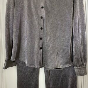 Nasty Gal Metallic Silver Two Piece Set